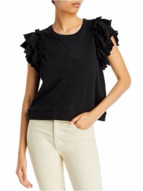 Goldie Black Sleeveless Ruffle Sweatshirt Tee Size Medium